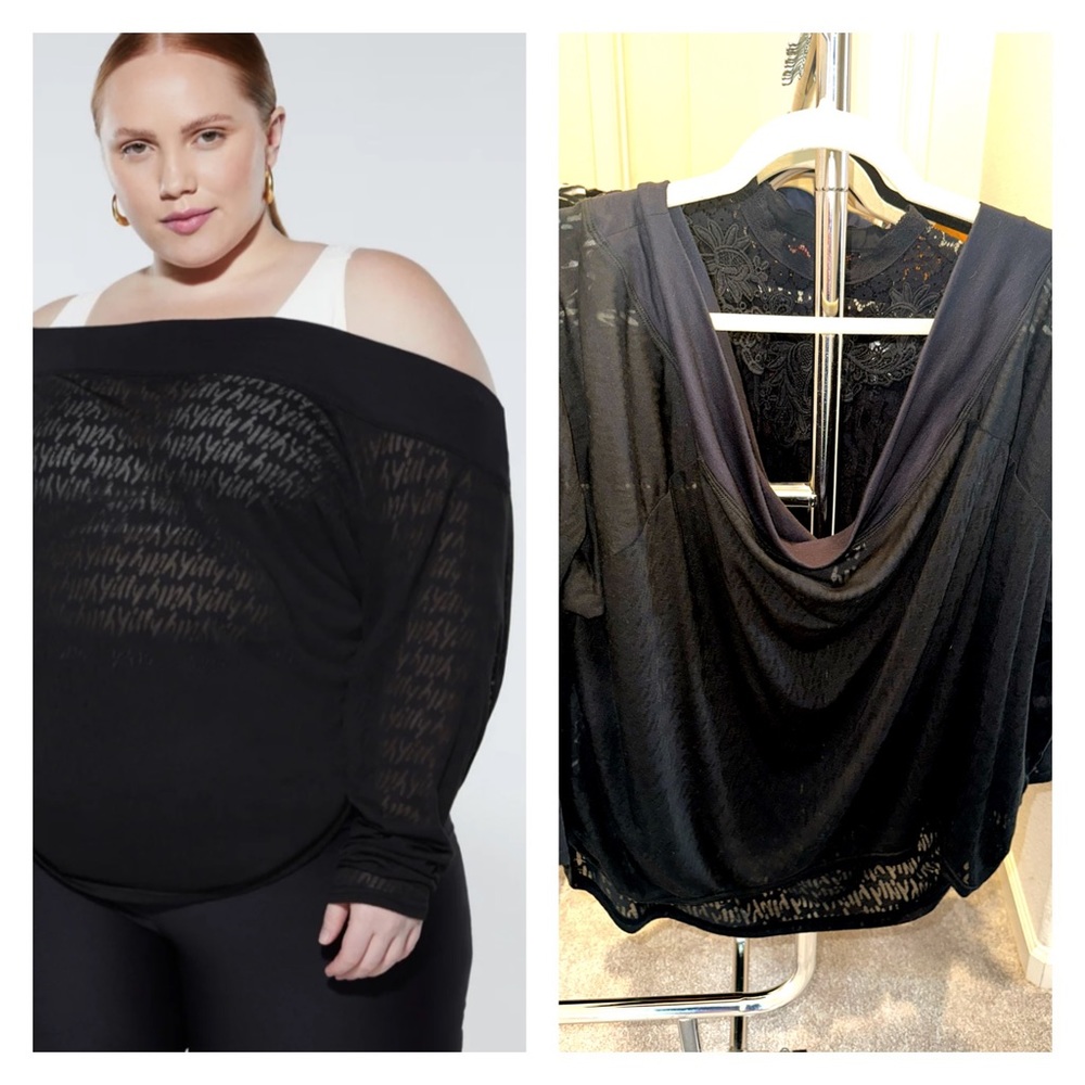 Yitty Major Label Black Burn Out Boatneck Top. Size 4x. NWOT.
